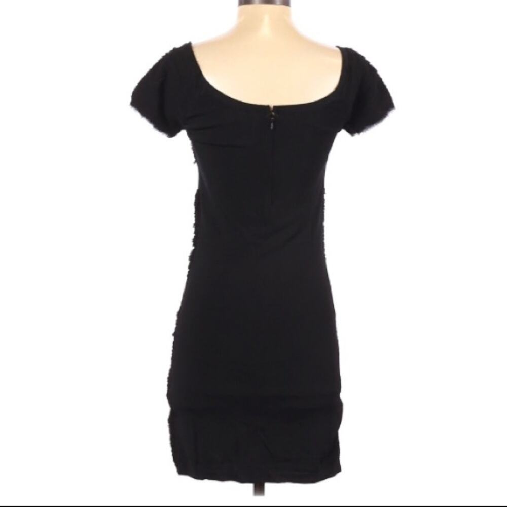 Rag & Bone Black Short Sleeve Bodycon Mini Dress Womens S Frayed Layered Goth - Picture 2 of 8